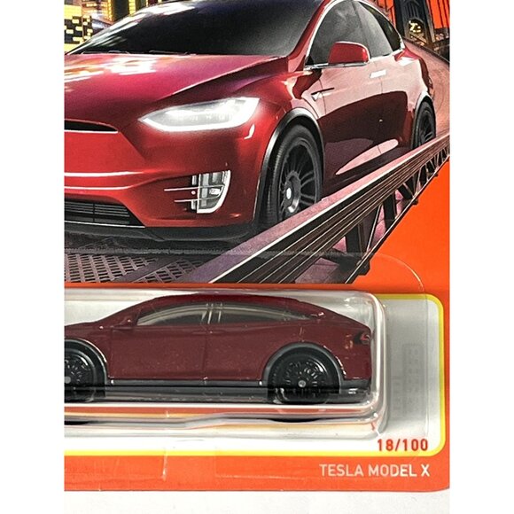 Matchbox Car Tesla Model X Red Toy Vehicle Collection Race Cars 1 64 Kids Gift - Picture 3 of 7